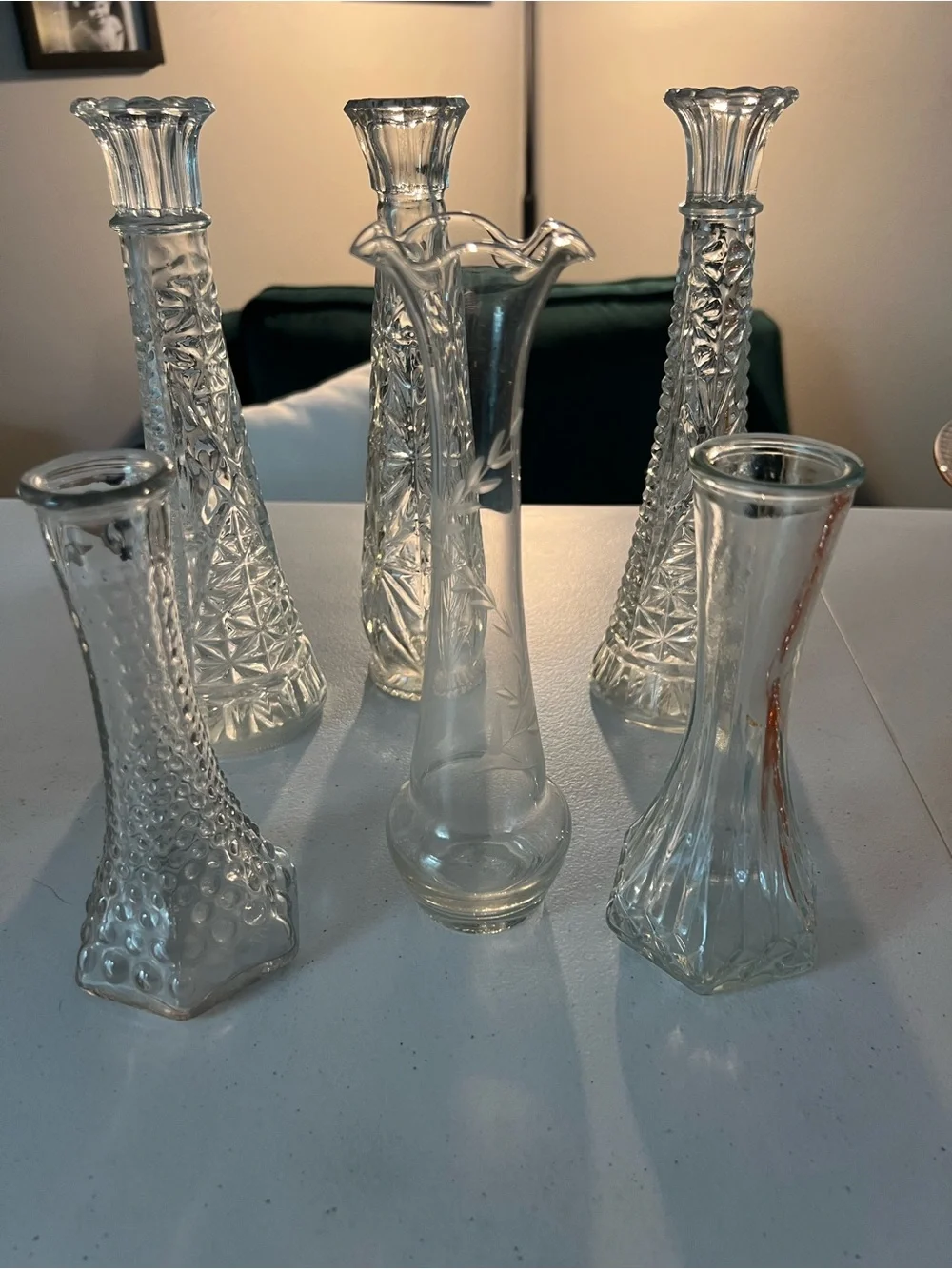 Clear Glass Bud Vases - Decorative Set